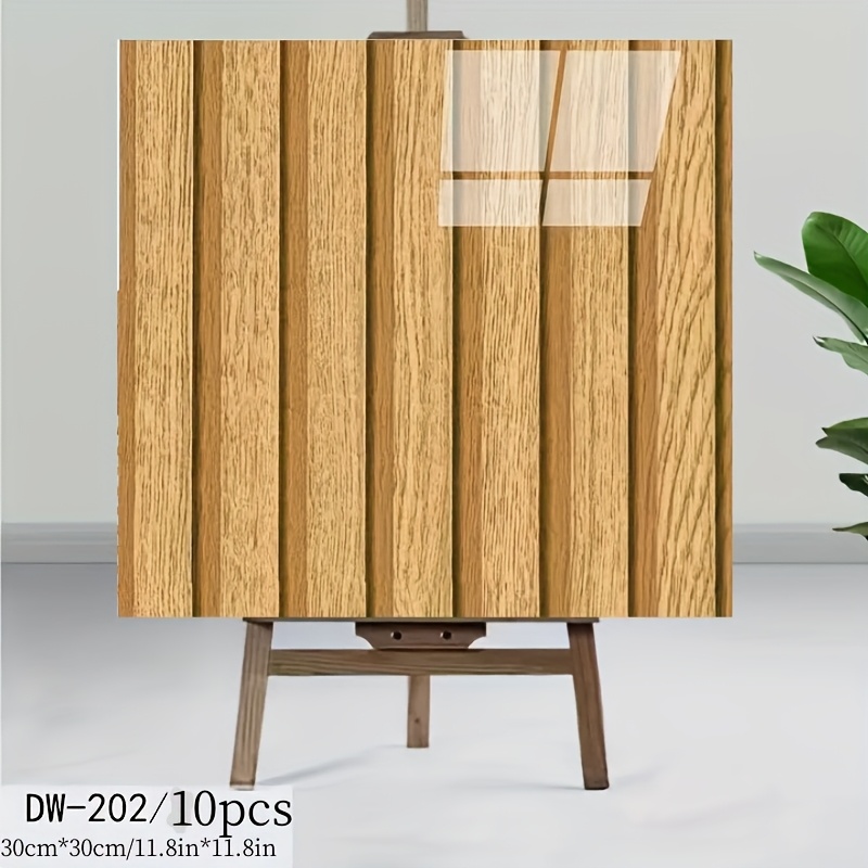 10pcs of Self-* Wall Panels, Vintage Wood Grain Wall Stickers, Grid Patterns, PVC Soft Cushion Wall Tiles, with Aluminum Foil Base, Waterproof And Heat-Resistant, Suitable for Kitchen, Bathroom And Background Walls, DIY