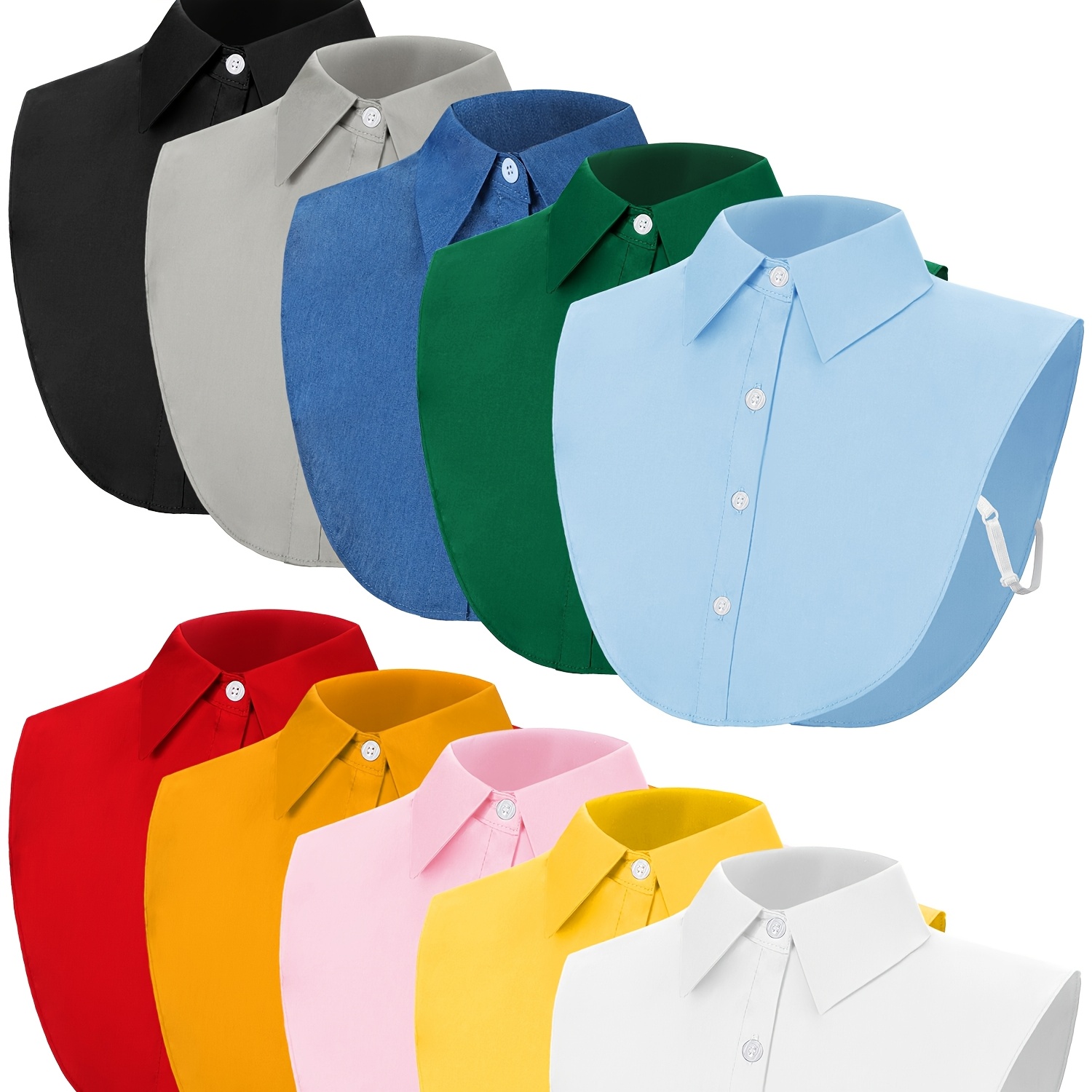 Temu – TEMU 10pcs Fake Collars Detachable Collar For Women Fake Clown Collars For Women Outfit Half Shirts Round