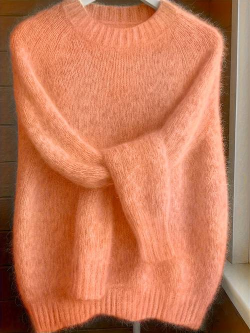 dames geborstelde mix trui - franse geïnspireerde raglan mouw, pluche met verlengde schouder voor herfst winter, kerst verjaardagscadeau idee
