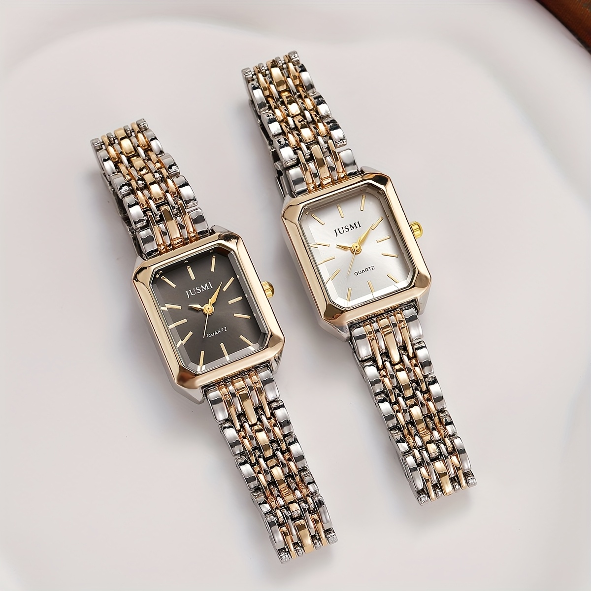   bar scale square dial steel band womens quartz watch is suitable for daily wear holiday gifts birthday gifts etc 1pc set