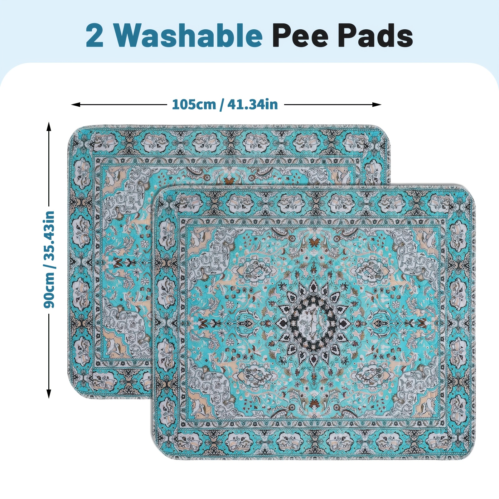 TEMU Washable Pee Pads For Dogs 2 Pack Reusable Puppy Pads Super Absorbent Leak-proof Dog Training Pads, Non-slip Potty Pads For Floor, Crate, Couch,