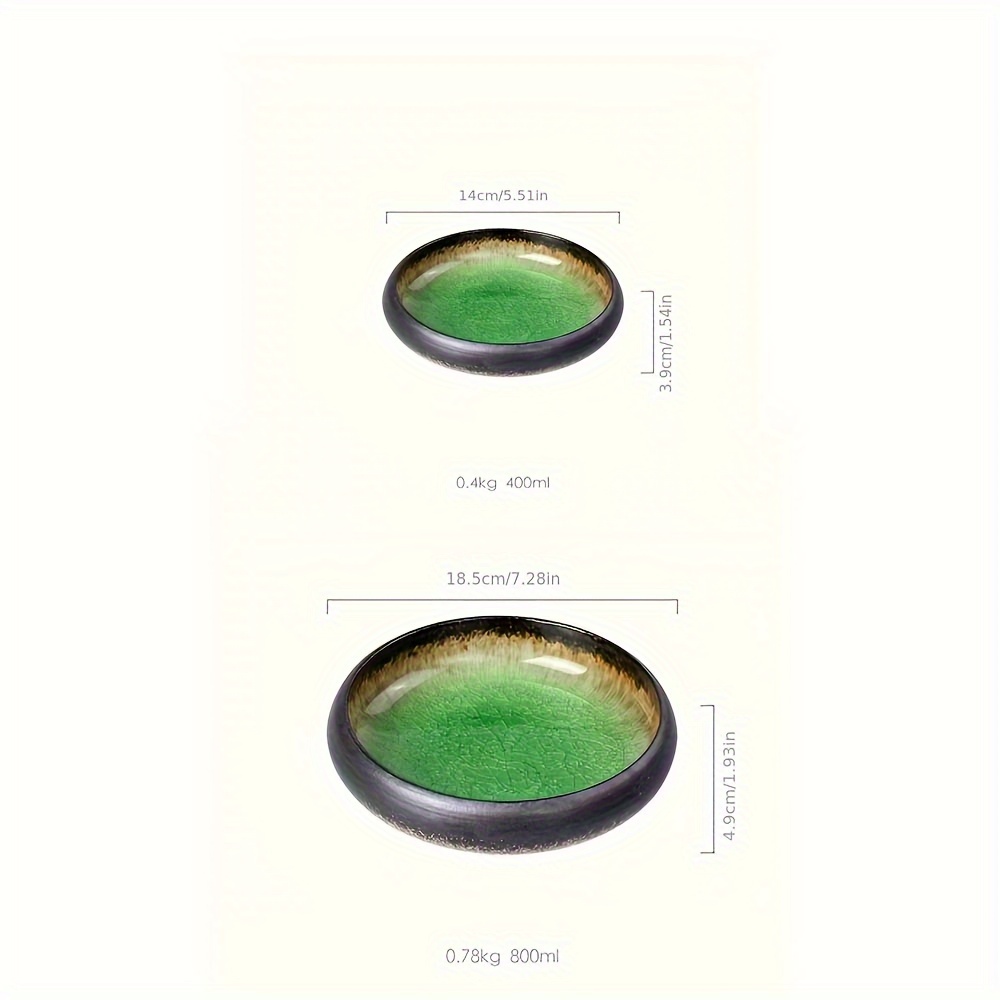 Image of 2pcs (1pc S And 1pc L) 3 Colors Creative Kiln Ice Split Glaze Ceramic Plate, Japanese Sushi Plate Dish, Salad Plate, Dessert Plate, For Home Kitchen Restaurant, Tableware Additions, Kitchen Supplies