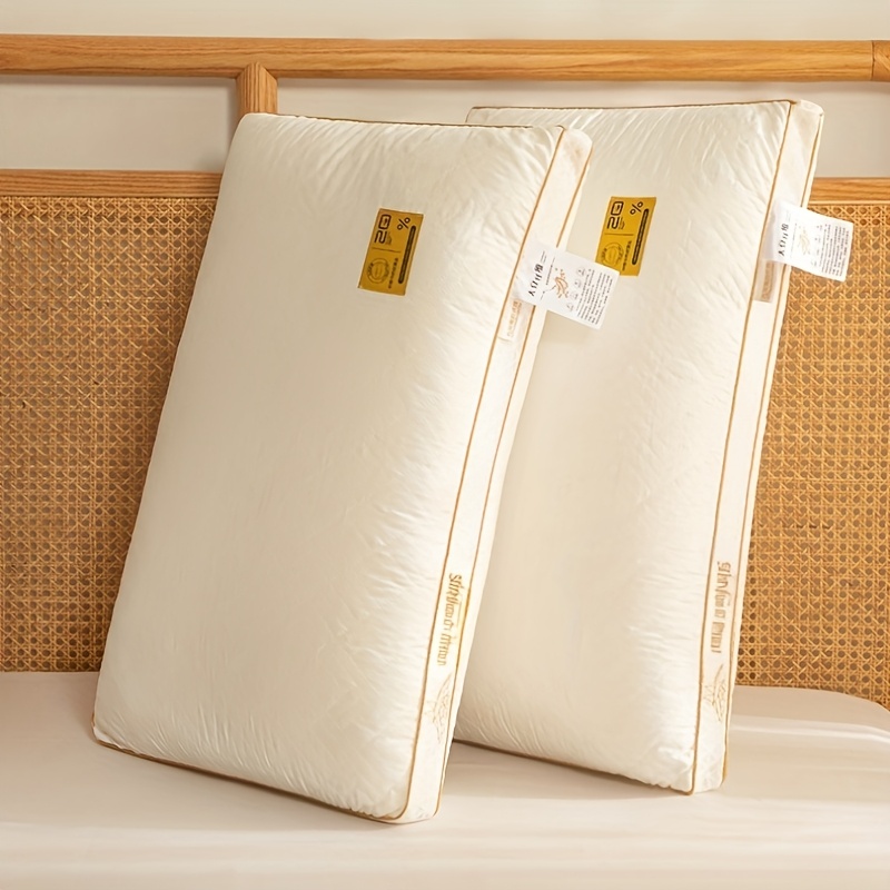 2/4pcs Soy Fiber 3D Pillow - Breathable Hypoallergenic High Elasticity Pillow with Polyester Fill, Light Beige Color for Side Sleepers, Hotels & Home Use - Ideal Christmas Gift for Family, Siblings, Friends, Travel Sleep Aid, Elegant Bed Decor, Durable Zipper Closure
