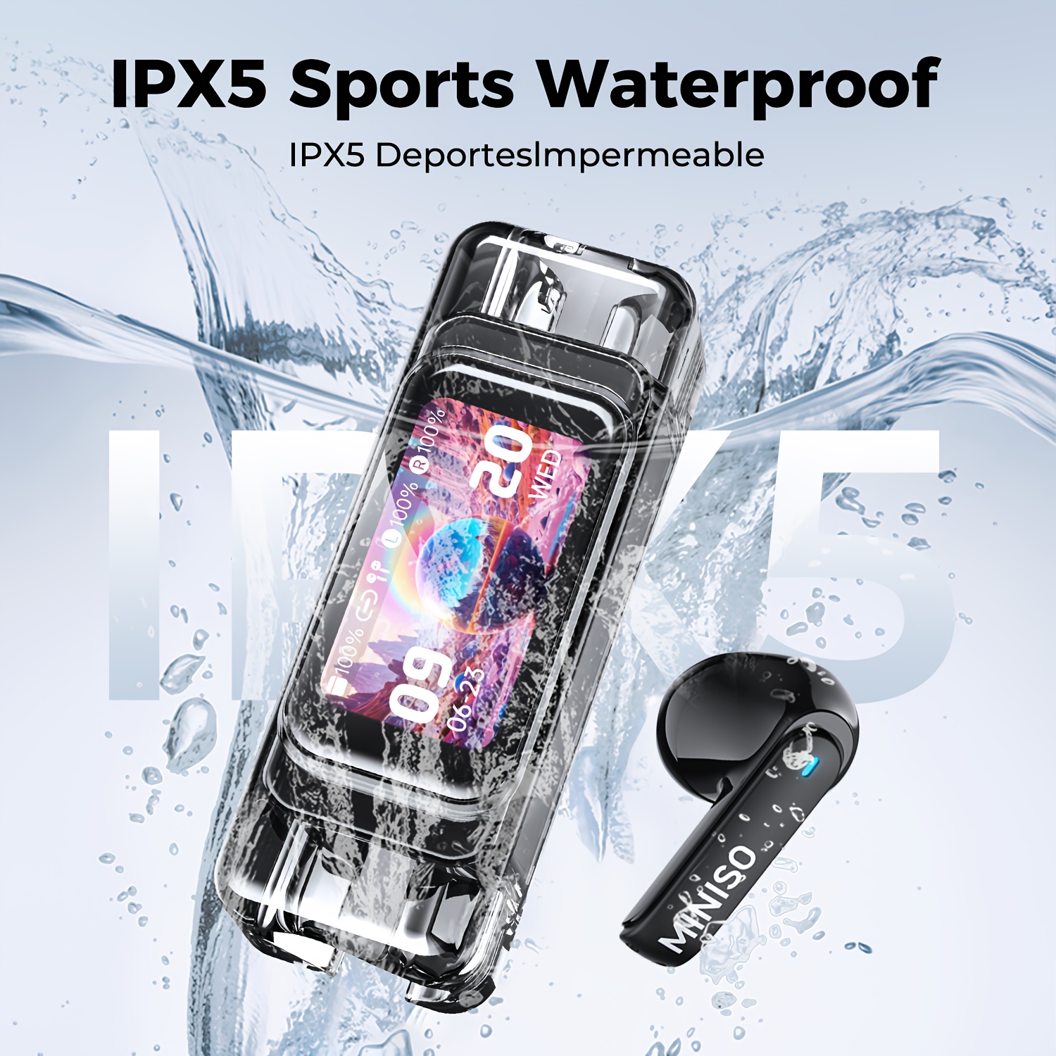 MS116 TWS AI vertimo ausinės | Į ausis dėstomos ausinės su skaidriu korpusu ir LCD ekranu, USB įkrovimas | Daugiafunkcinės sportinės ausinės, tinkamos įvairiems scenarijams, tokiems kaip verslo derybos, darbas biure, mokymasis ir žaidimai