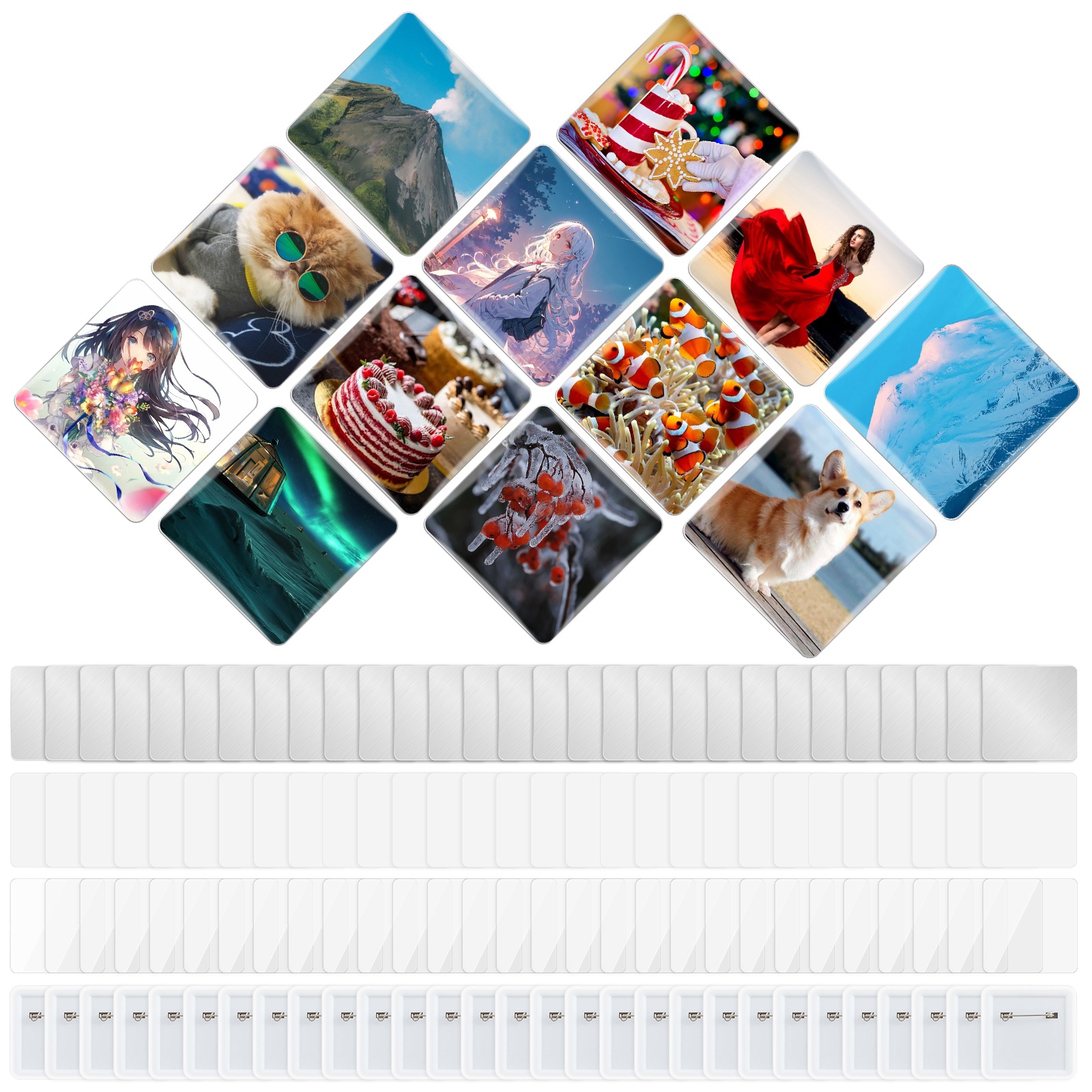 TEMU 100 Sets Of 2-inch X 2-inch Square Badge Making Materials, Suitable For Badges, Badge Accessories, And Refrigerator Magnet Accessories.