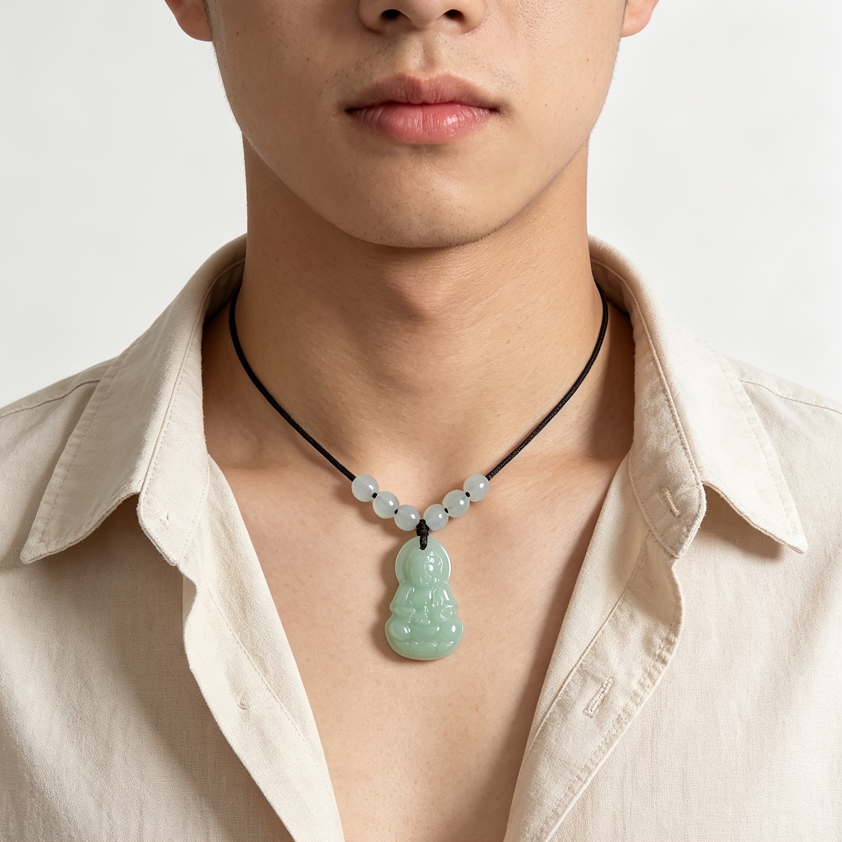 Classic Guanyin Amulet Pendant Necklace, Adjustable Length