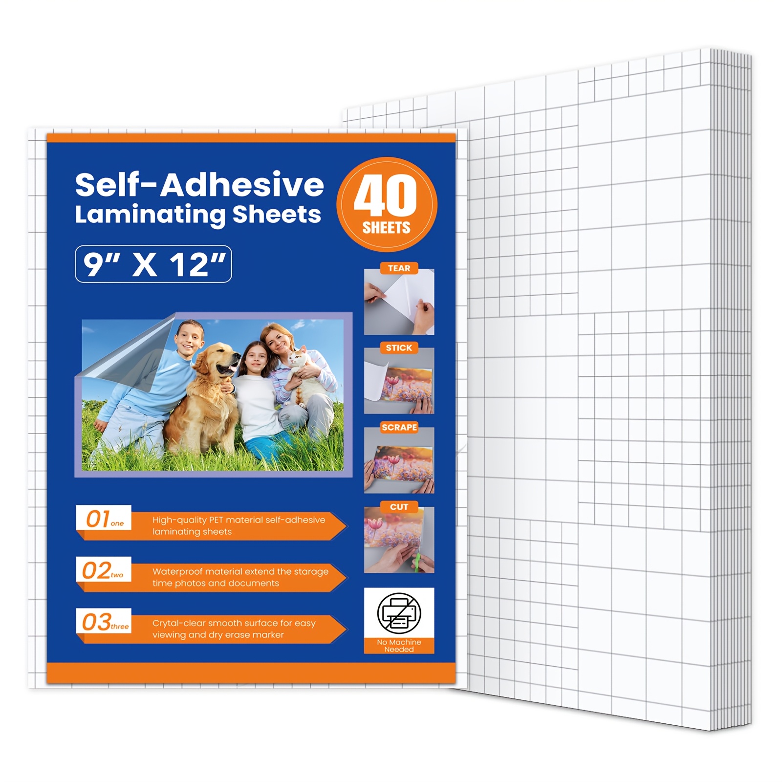 TEMU 40 Pack Self Adhesive Laminating Sheets, 9 X 12 Inch, Clear Sticker Laminate Sheets For Documents, Photos, Needed Heatless Durable