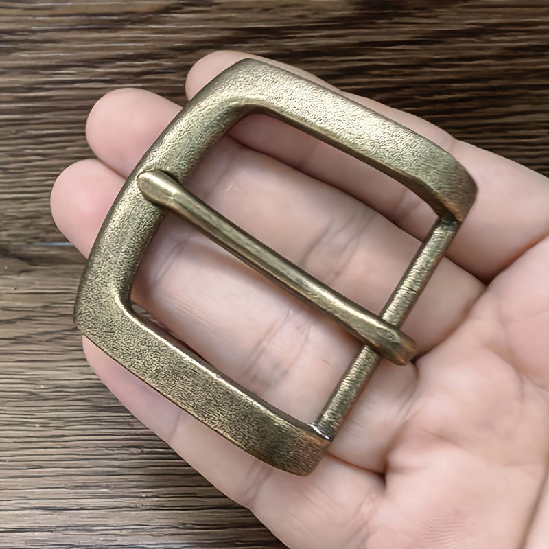vintage bronze color solid brass pure bronze color belt   single prong pin   for men and women vintage distressed square  