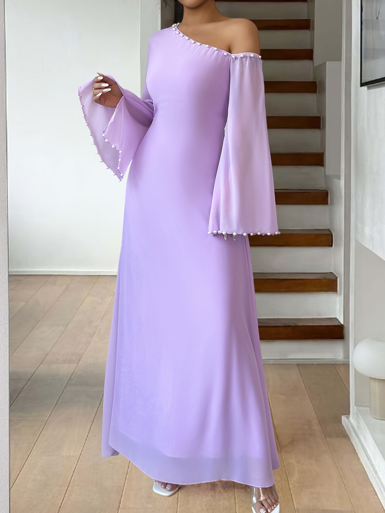 chinese dress ladies Lasting Memories Floral Maxi Dress- Lavender main image 0