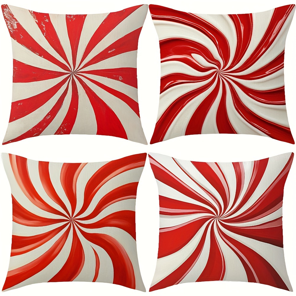 

4pcs Set Of Double- Red & Pillowcases - Polyester, For & (inserts Not Included)