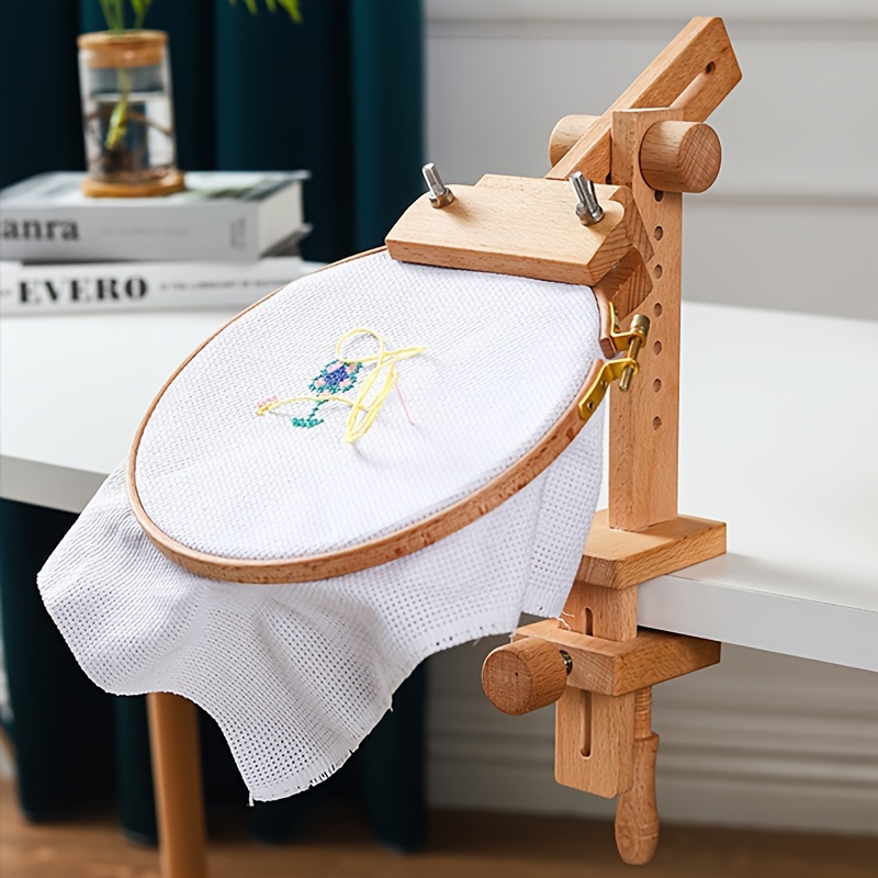 

1 Set Wood Table Embroidery Frame With Adjustable Height, 360 ° Rotating Embroidery Wooden Frame, Stitch Tool, Desktop Embedded Embroidery Frame