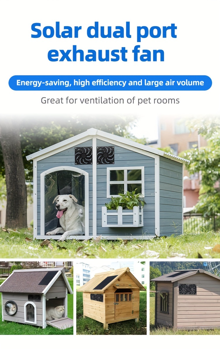 dual exhaust solar powered   for dogs cats chicken coops high speed cooling with remote control details 0