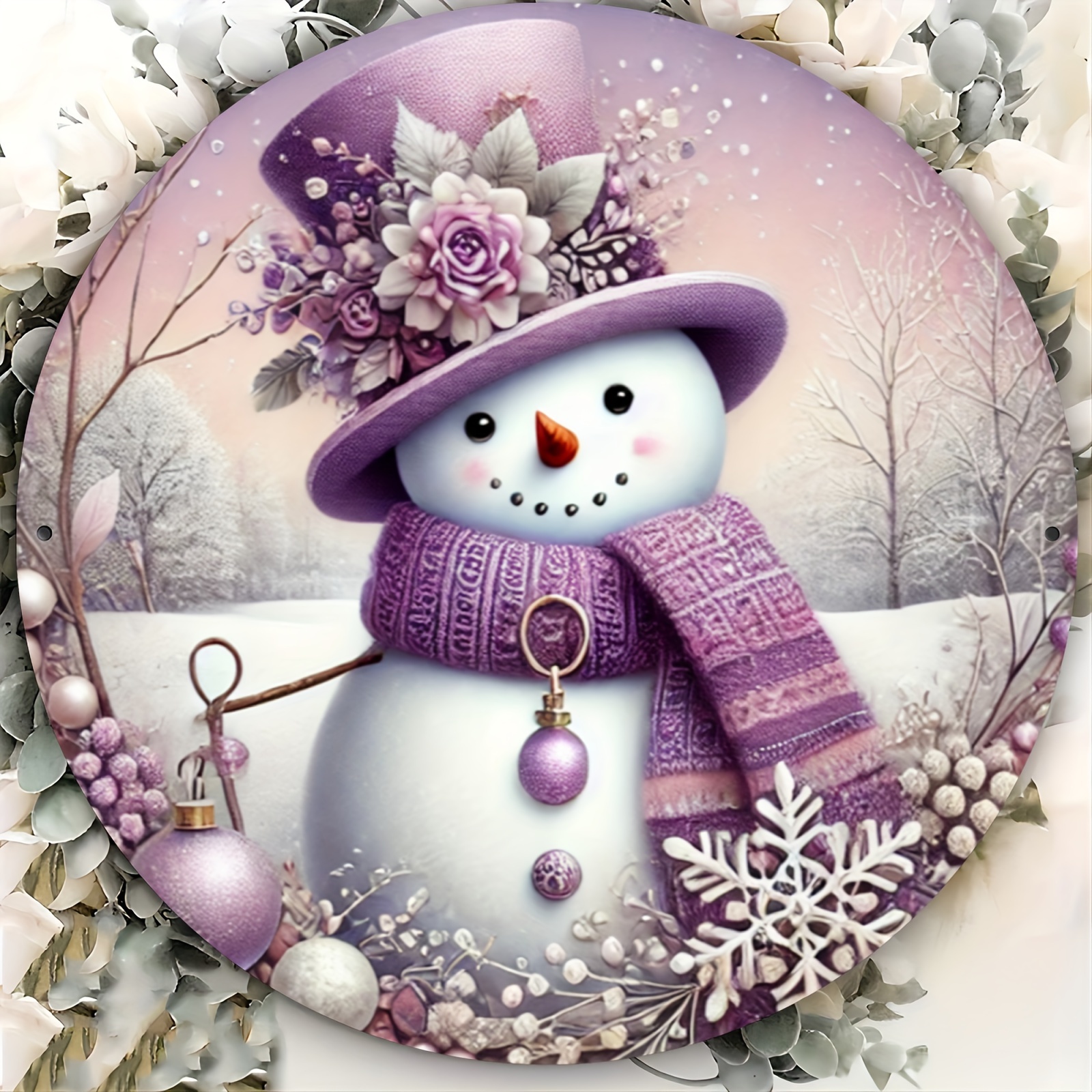 

Vintage 8x8 Inch (20x20cm) Purple Snowman Wall Art - Aluminium Decorative Sign - Festive Home Décor - Waterproof, No Fading, Not Rusting, Resistant To Heat & Cold