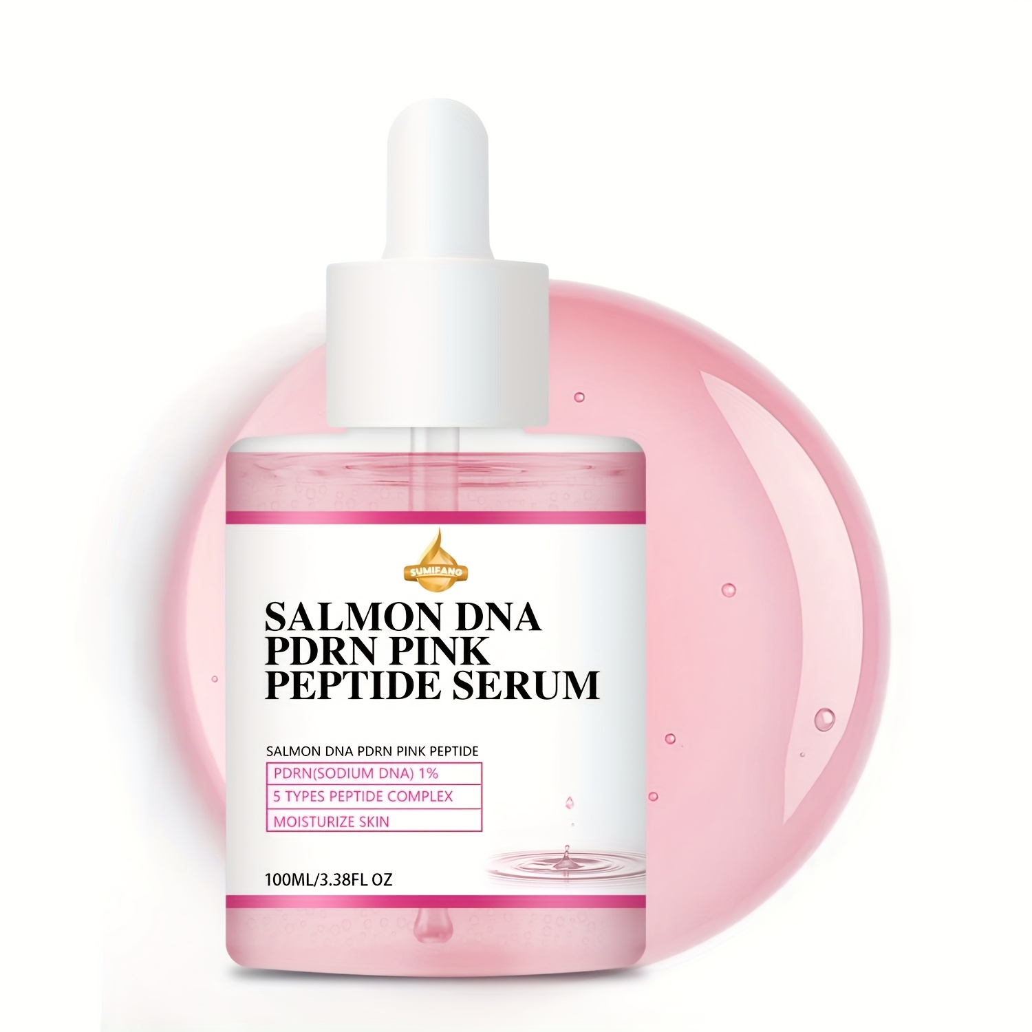 salmon dna   pink peptide serum extract anti aging skincare moisturizing firming enhances radiance 100ml with niacinamide peptide complex for   looking face firming skincare   niacinamide
