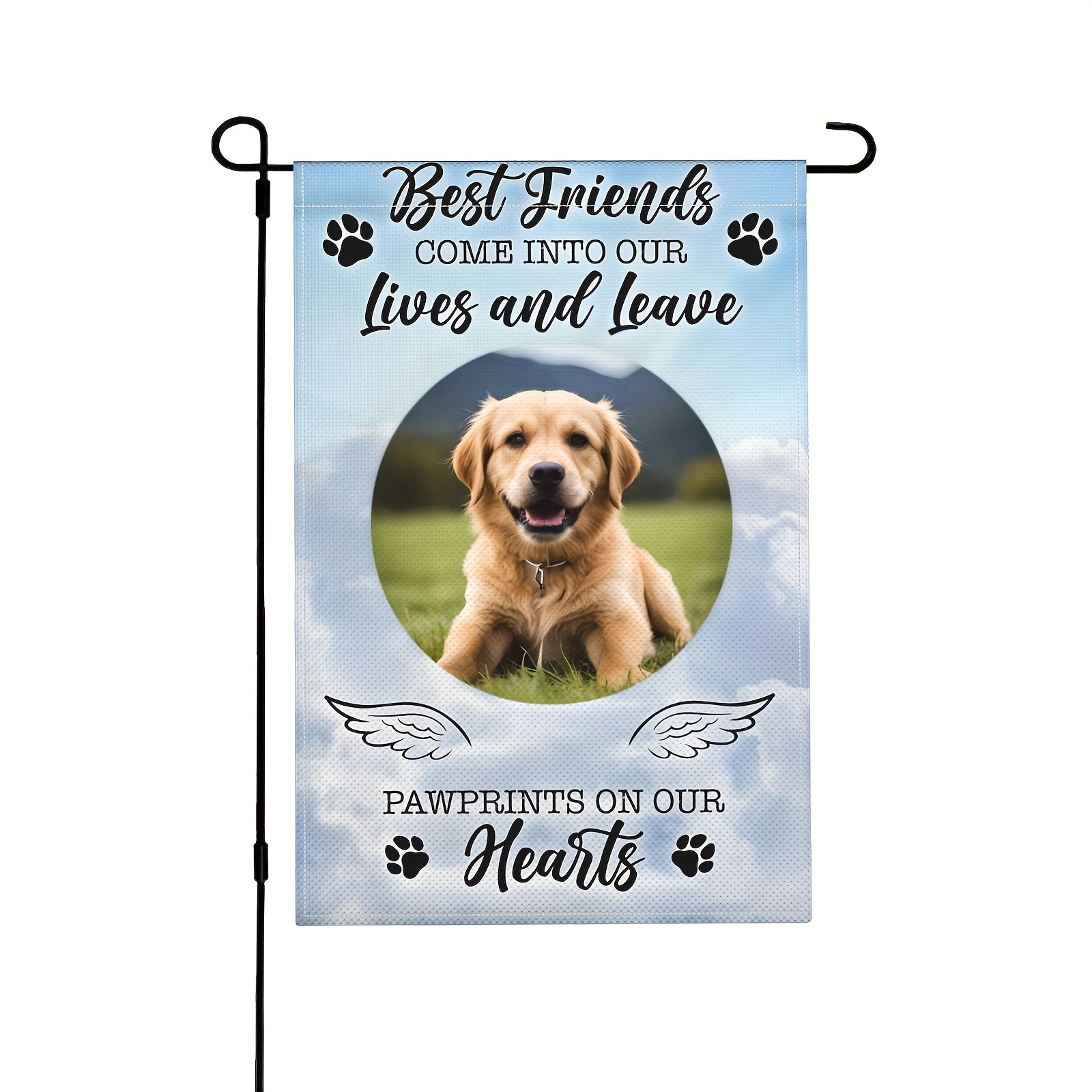 

1pc, Dog And On Our Hearts, Pet Dog Personalized Flags Pet , Double Personalized , Flags, 12x18 (no Metal )