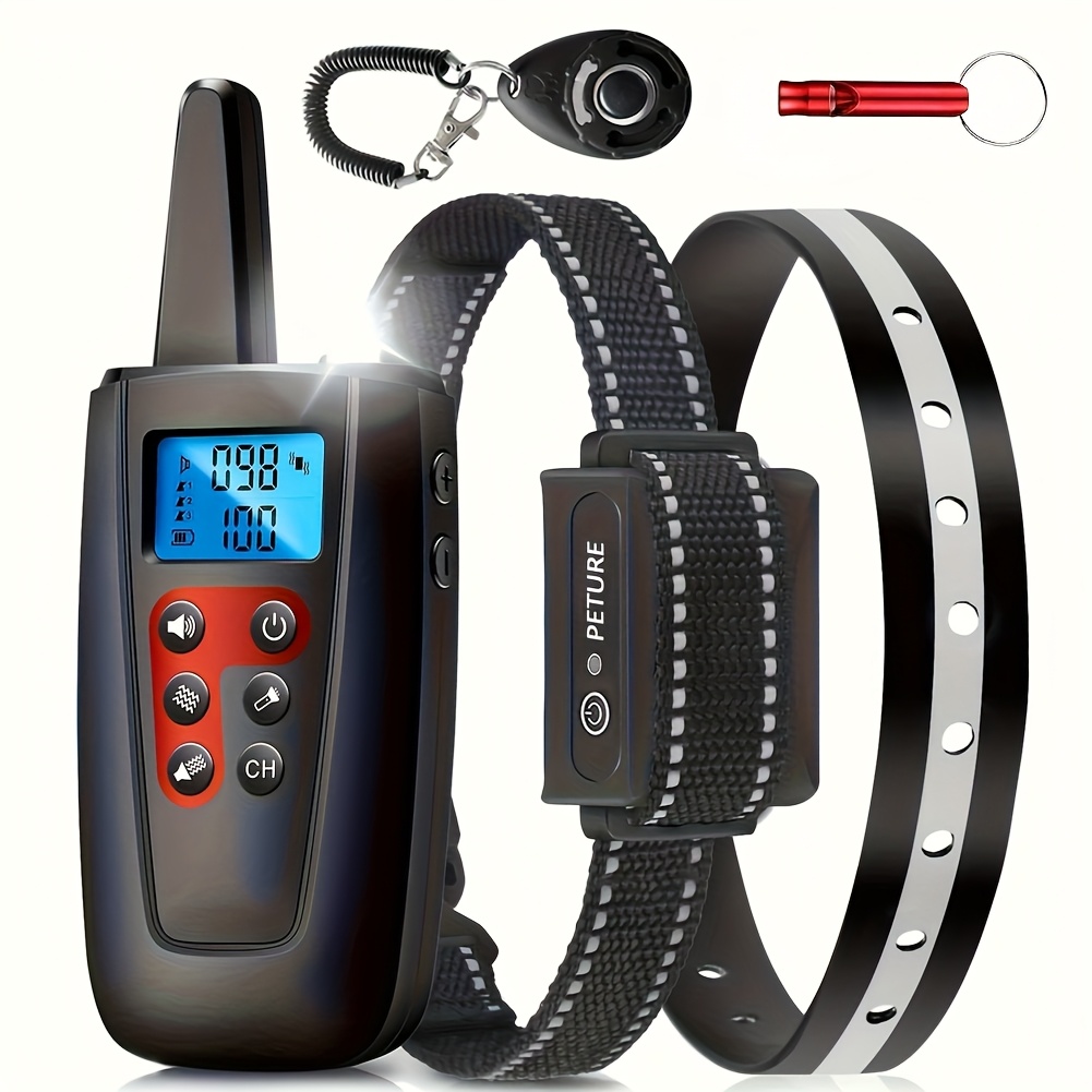   dog training collar with remote 3300ft range whistle clicker anti barking device 3   usb rechargeable shock function for small medium large dogs up to 100lbs dog training durable construction 0
