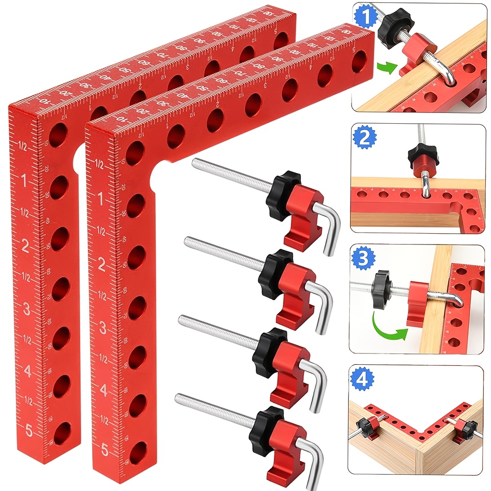 2 sets 14pcs accessory 90 degree right angle corner clamp for woodworking premium aluminum alloy 5 5 x5   for   clamping ideal for picture frame box cabinets drawers