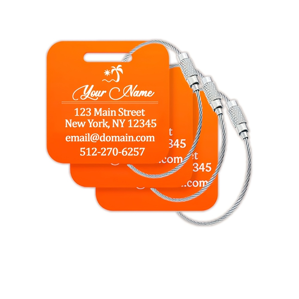 TEMU 3pcs Custom Text Square Acrylic Luggage Tags, Personalized Unique Suitcase And Backpack Travel Tags. Unique Ideal Gifts For Family, , For