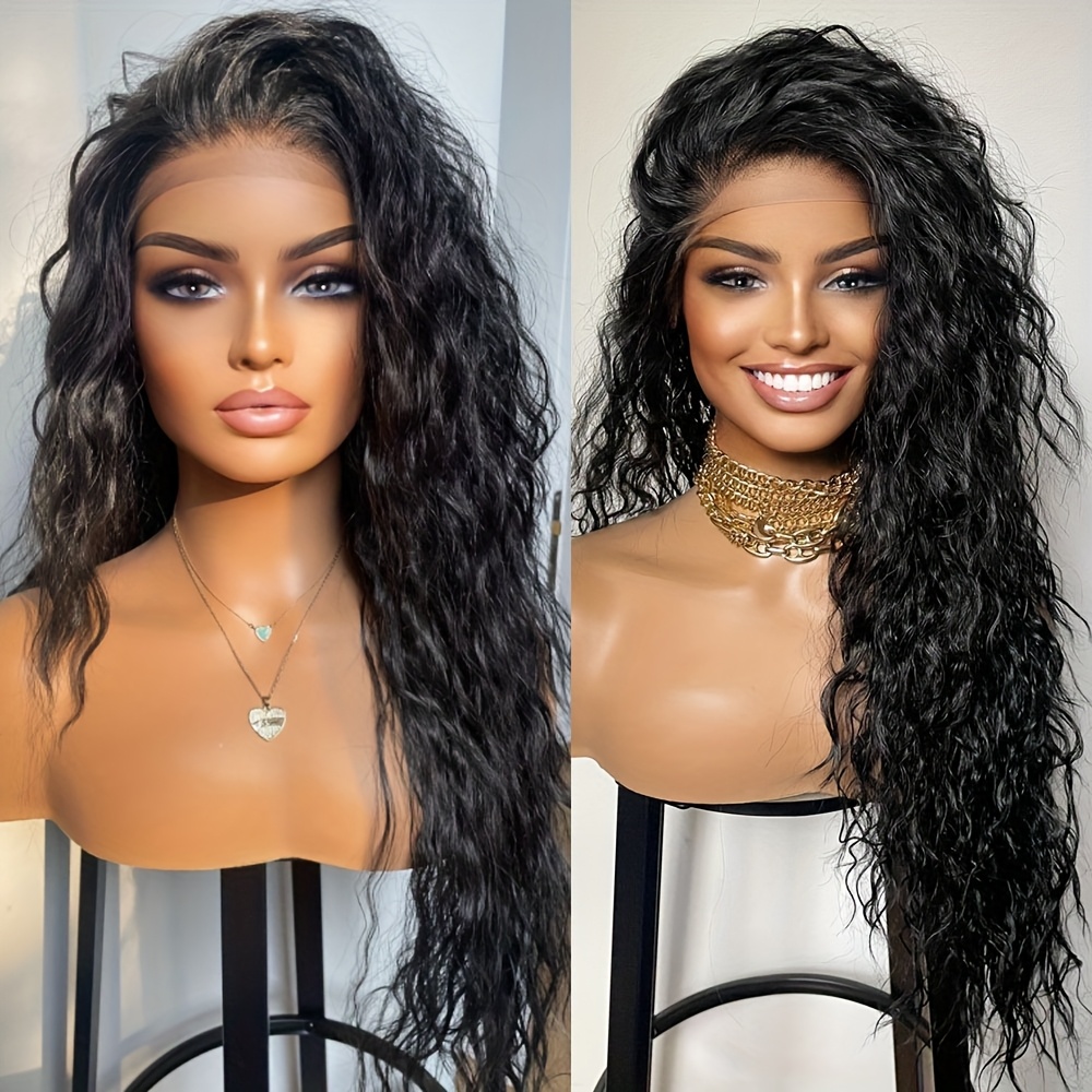 TEMU Black Color Synthetic Lace Front Wig Heat Resistant Glueless Lace Front Wig Loose Curly Pre Hairline 13x4 Free Part Synthetic Replacement Hair Wigs For Women Curly Party Cosplay Hair