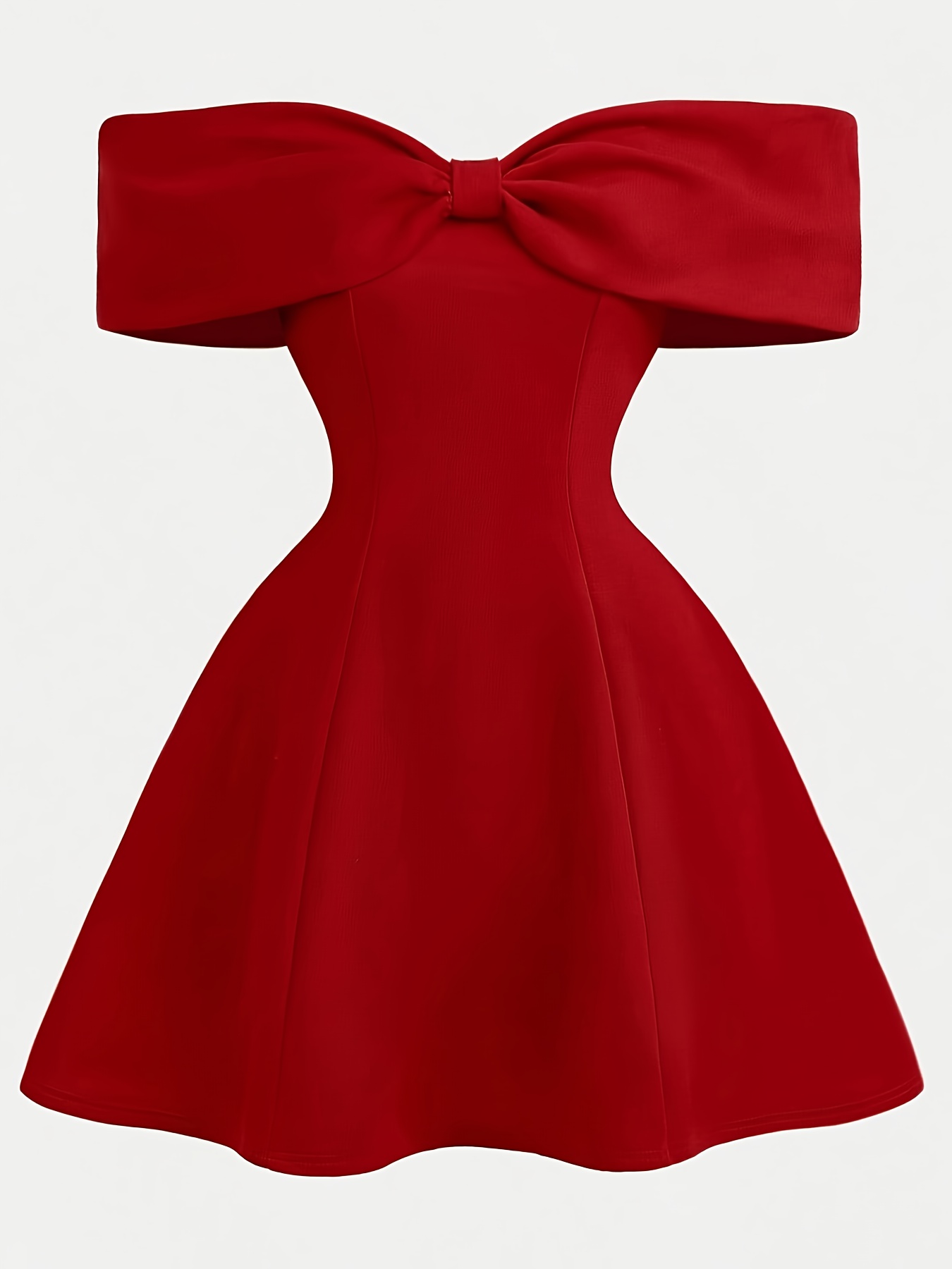 youth girls shoulder bowknot red party mini dress teenager - Temu Mauritius
