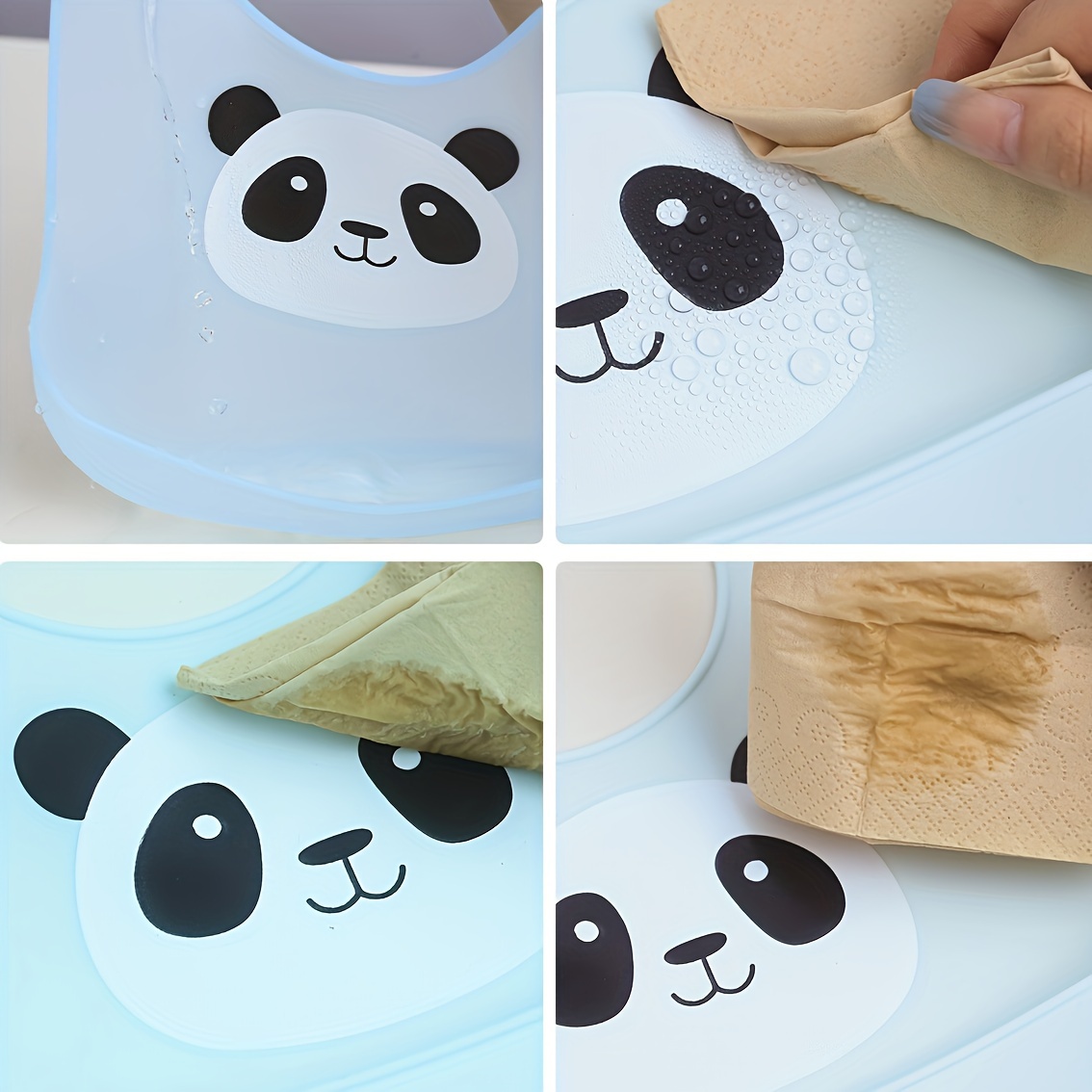 adjustable silicone   bibs with pocket waterproof bpa free easy clean dishwasher safe     0 3 years panda   details 3