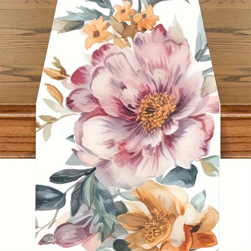 

Spring Floral Table Runner - Polyester, Knit Fabric, Rectangular Dining & Living Room Decor