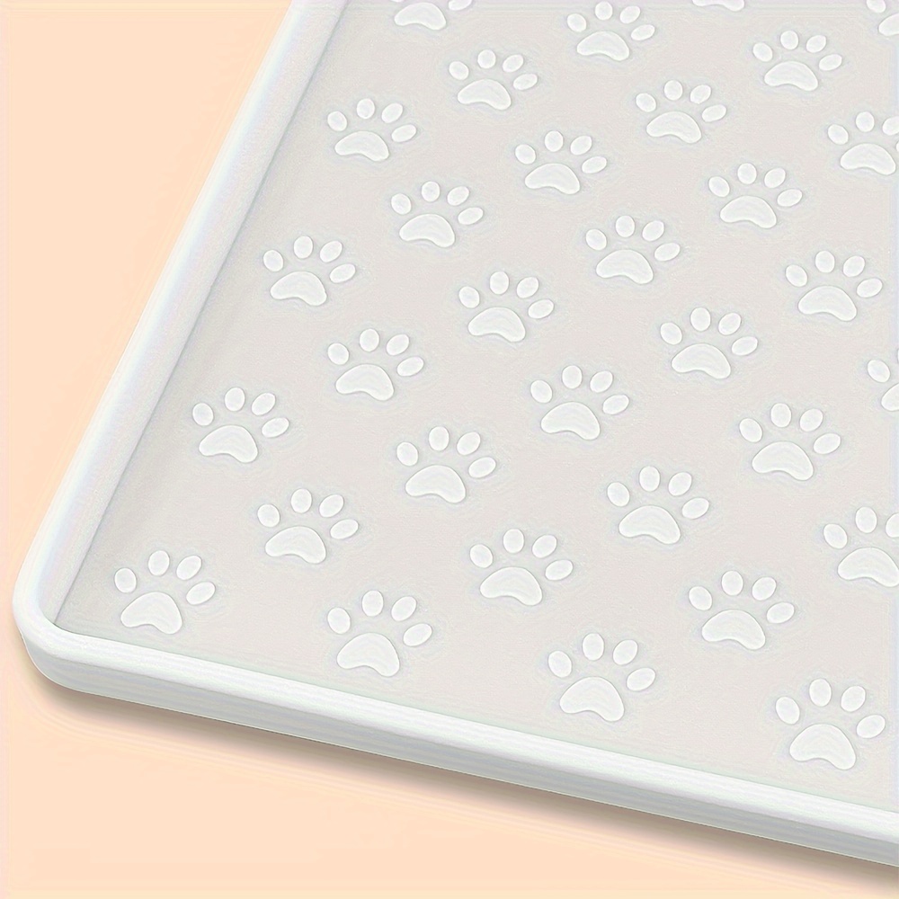 

Silicone Pet Paw Mat, White 31x24in, Non-slip Waterproof Food Tray, Easy Clean Durable Feeding Mat For Dogs Cats
