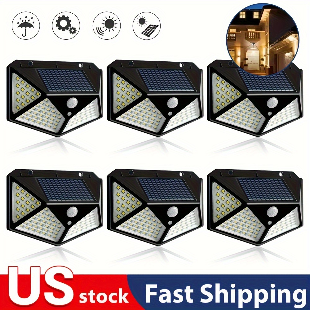 

1-6packs -led Solar Wall Light - Bright, Waterproof, 3-mode Sensor - For Balcony, Patio, Stairs, Garden,