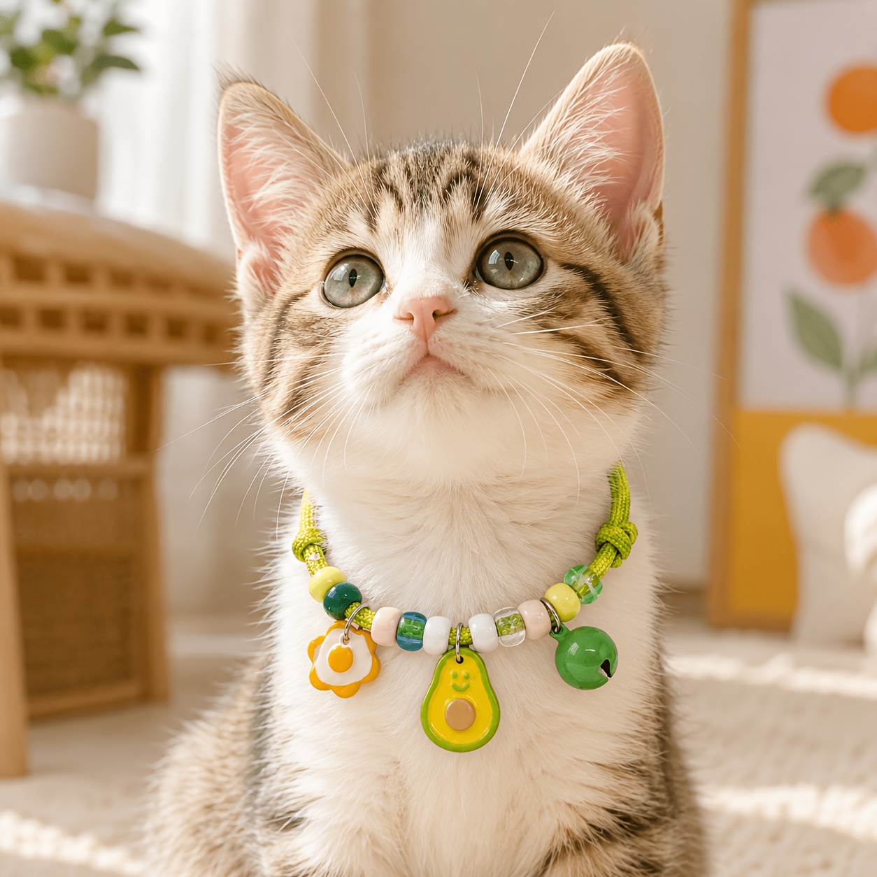 Cute Adjustable Cat Collar with Fruit Pendant