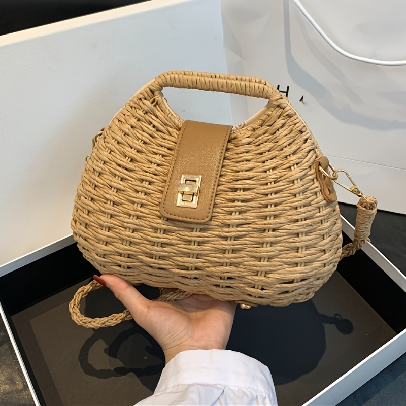 Image of Women's Crossbody Bag, Small Handbag, Shell Bag, Seaside Vacation Beach Bag, Versatile Outing Clutch, Japanese-style Handbag, Women's Straw Woven Bag