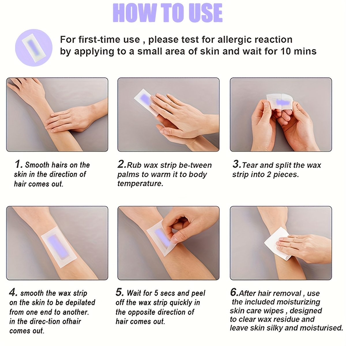 Paquete de 20 Tiras de Cera para Usar con a Aloe/Limón/Rosa/*  Depilación Rápida Portátil en Tamaño de Viaje para Cara,