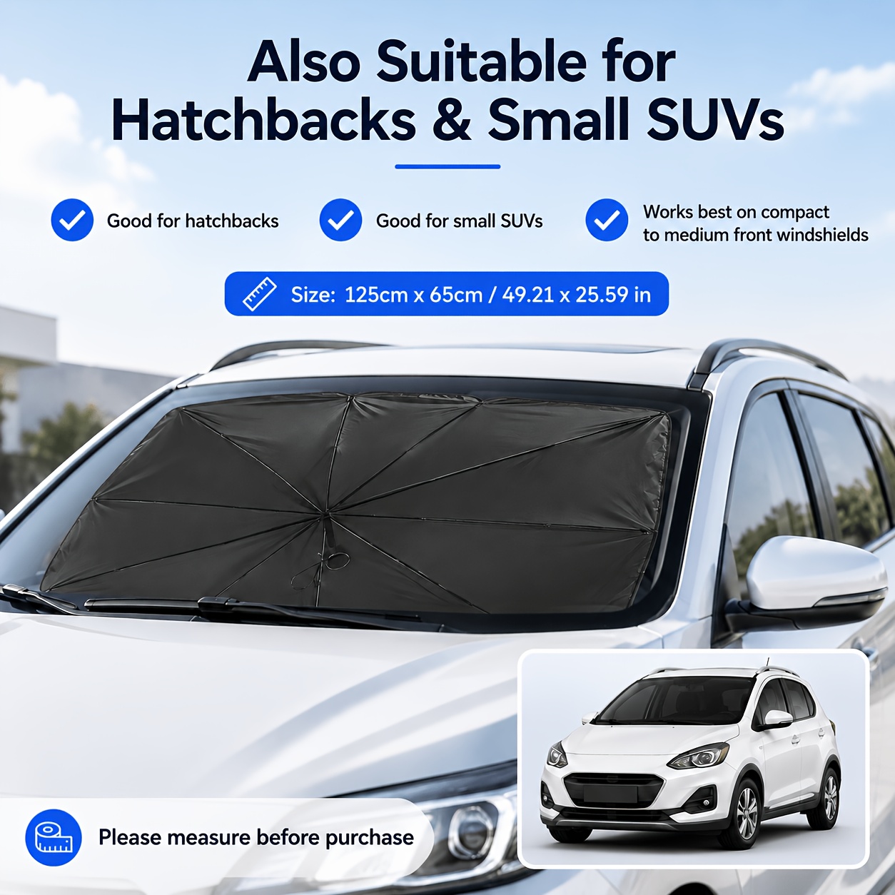 TEMU Parasole per auto Titanio, parasole in vetro termoisolante che blocca i UV, per la maggior parte delle , auto compatte, hatchback e piccoli SUV.