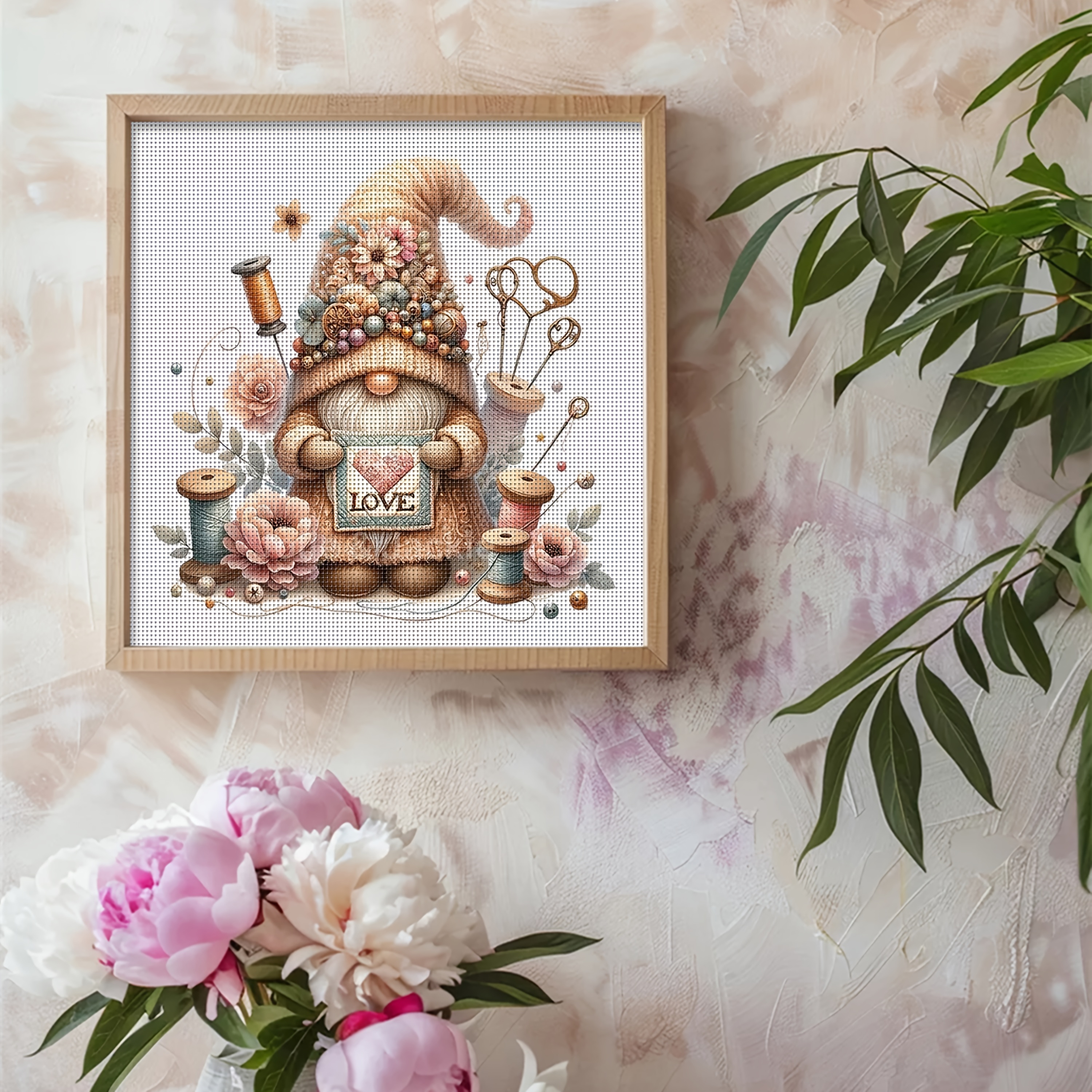 TEMU 1 Set - Handmade Gnome Theme Cross Stitch Painting Kit, Diy Needlework Supplies, 11ct Cross Embroidery Decorative Crafts, Creative Handmade,