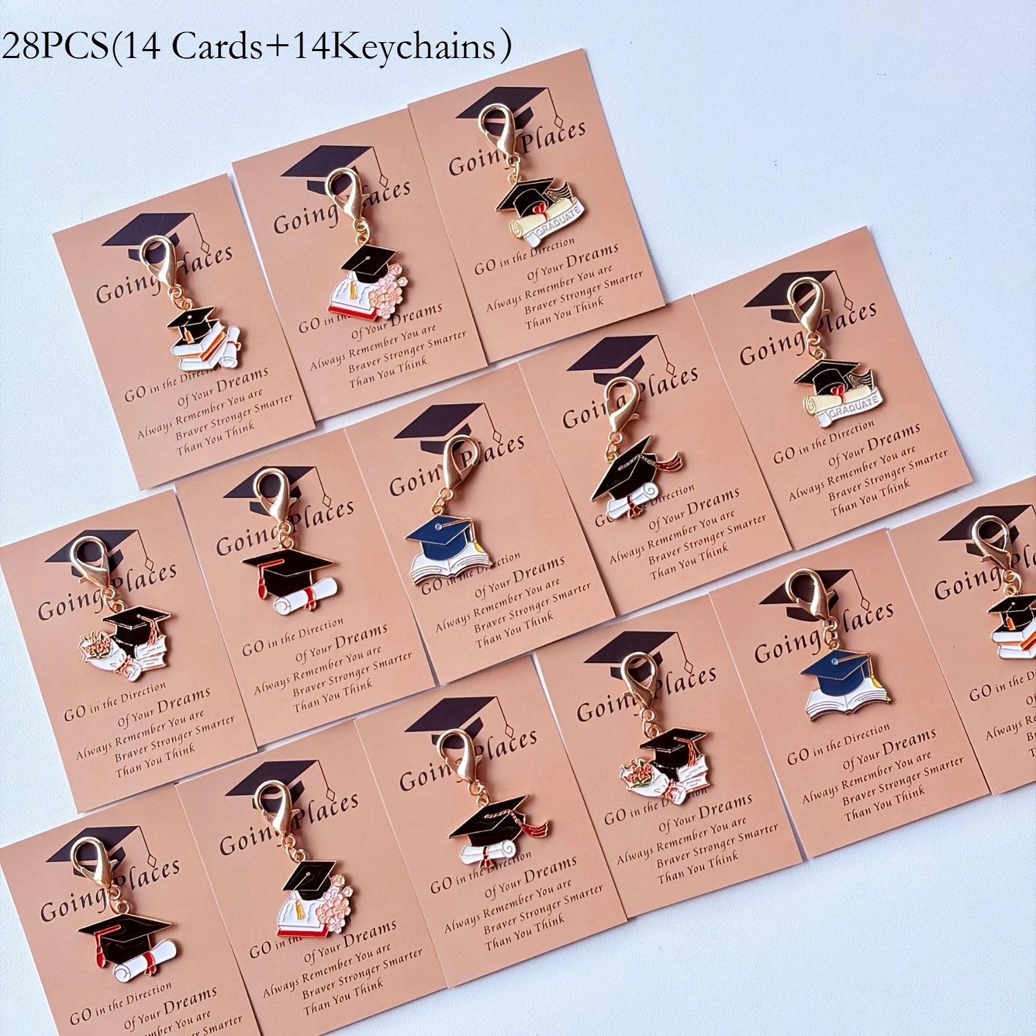 TEMU 14pcs (7pcs Porte-clés et 7pcs Cartes)/28pcs (14pcs Porte-clés et 14pcs Cartes)/42pcs (21pcs Porte-clés et 21pcs Cartes) Cadeau de de Diplôme