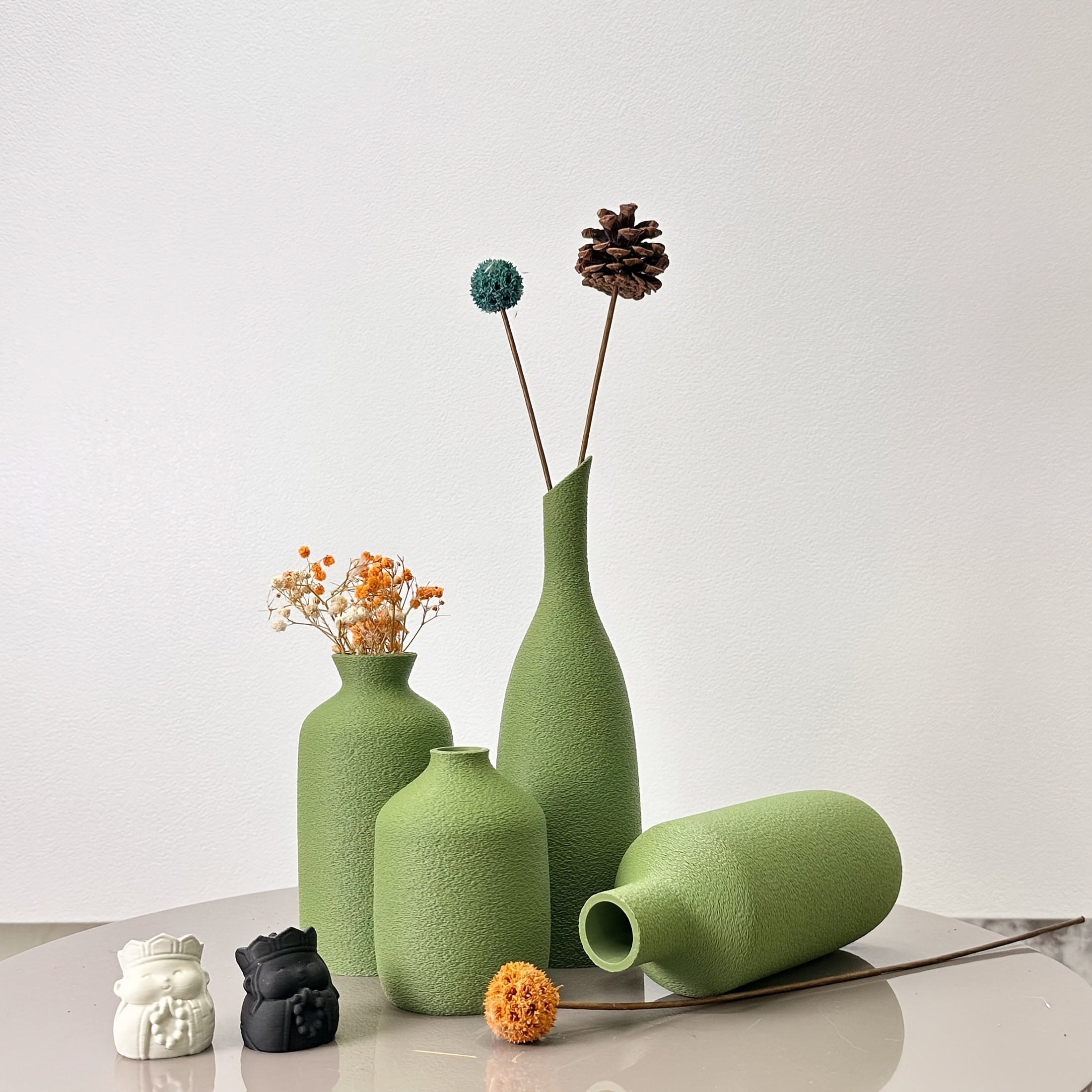 Lot de 4 vases diagonaux en imitation céramique, vases pour composition de fleurs séchées, convenant pour décoration de la maison, ornements de vase, décoration de vase pour vitrine à vin et bibliothèque, ornements de vase pour entrée de porte, décoration de vase de bureau