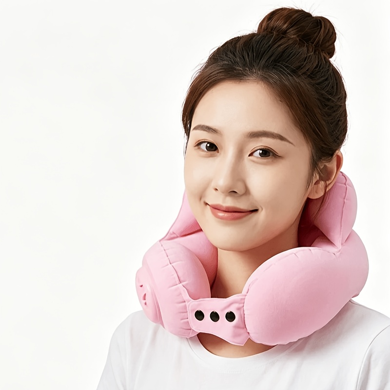 TEMU 1pc Inflatable Pillow, Crown Inflatable U-shaped Neck Pillow, Travel Pillow, Inflatable Pillow For Car, Airplane, Aviation Travel, Camping Neck