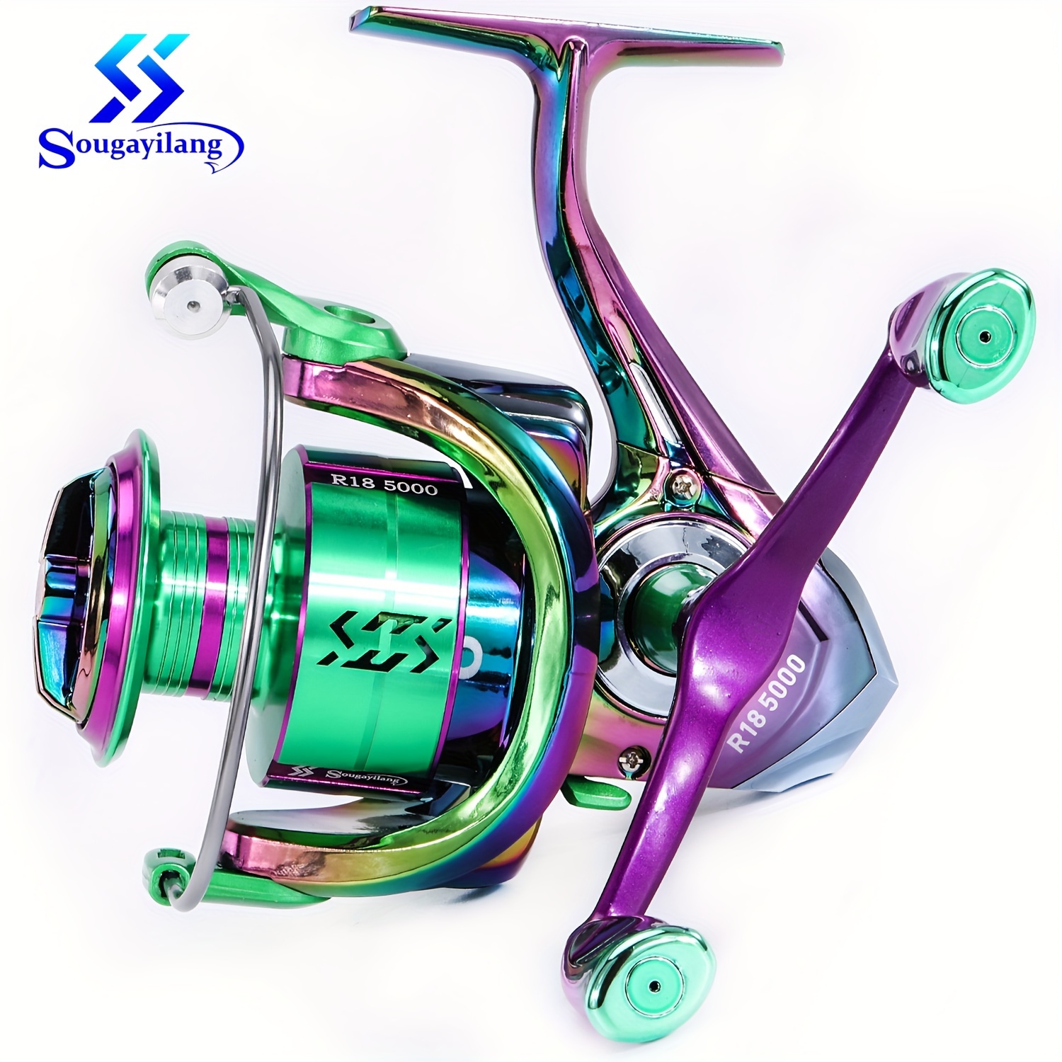 

Sougayilang 1000-5000 Multicolor Spinning Fishing Reels Deep Shallow Spool Carp Aluminum Alloy Double Handle Rocker Arm Drag 33lb Powerful Carp Fishing Tackle Spinning Fishing Reel