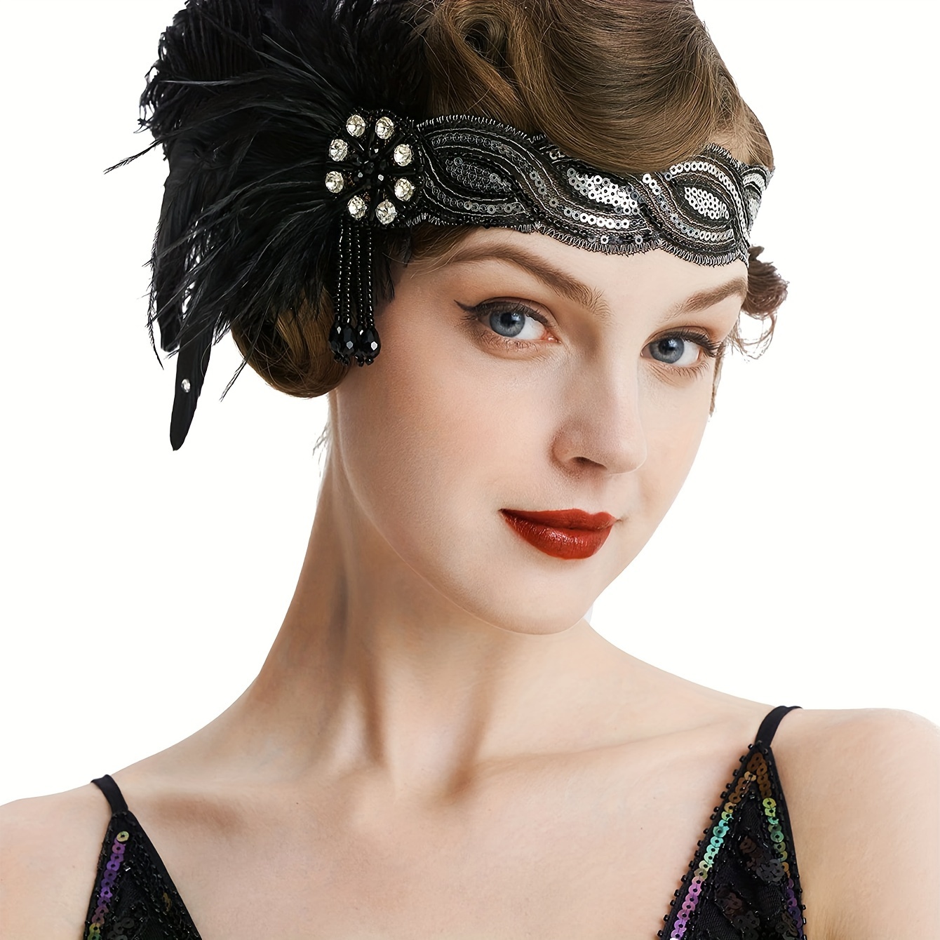 1920s flapper headband feathers - Temu display picture 1
