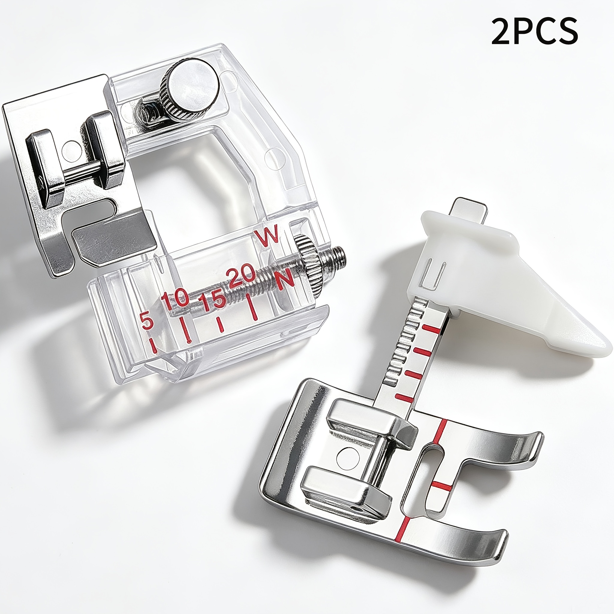 TEMU 2pcs/set Including (1pc Adjustable Diagonal Strap Bag Edge Presser Foot And 1pc Adjustable Guide Ruler Presser Foot) Suitable For Brother/ Home