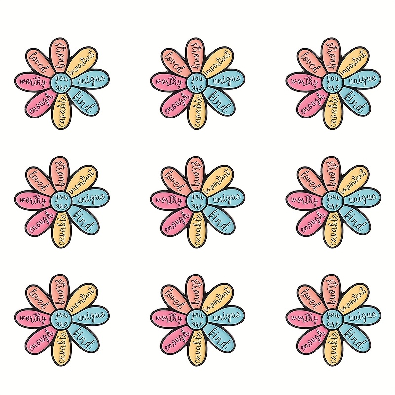 TEMU 9 stuks schattige bloemen broche - Modieuze vakantie-accessoires - Cartoon zinklegering emaille badge - Stijlvolle pin accessoires voor kleding,