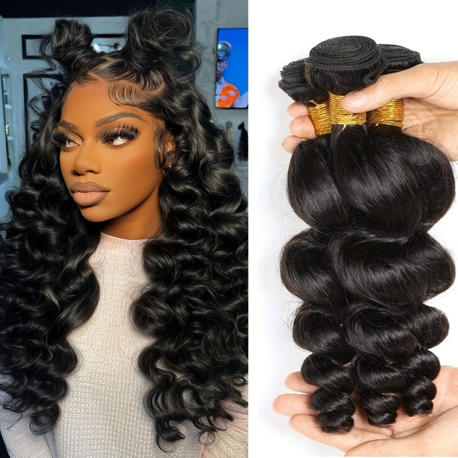 Loose Wave Bundles Human Hair 3 Bundles Deal 100 Unprocessed Brazilian Virgin Hair Loose Wave Bundles Real Human Hair Extensions For Women No Mixed Natural Color No Shedding No