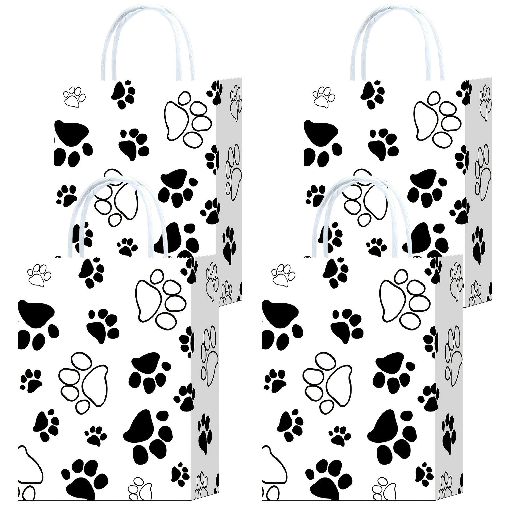 

6/16/24pcs Puppy Dog Paw Print Gift Bags With Paper Twist Handles, Dog Gift Bags Paper Paw Print Treat Goodie Bags For Pet Treat Party Favor