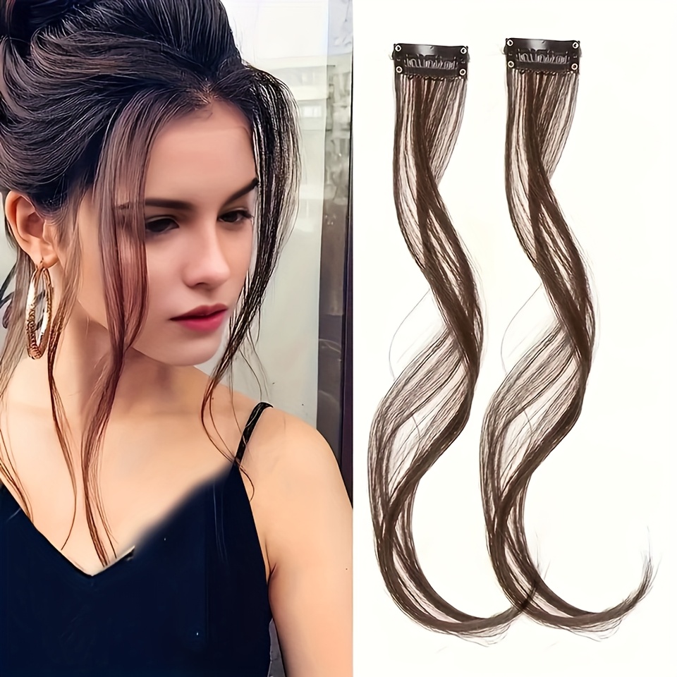long curly wavy clip in hair extensions invisible synthetic dragon beard side bangs with temples for daily wear natural look for all hair types details 0