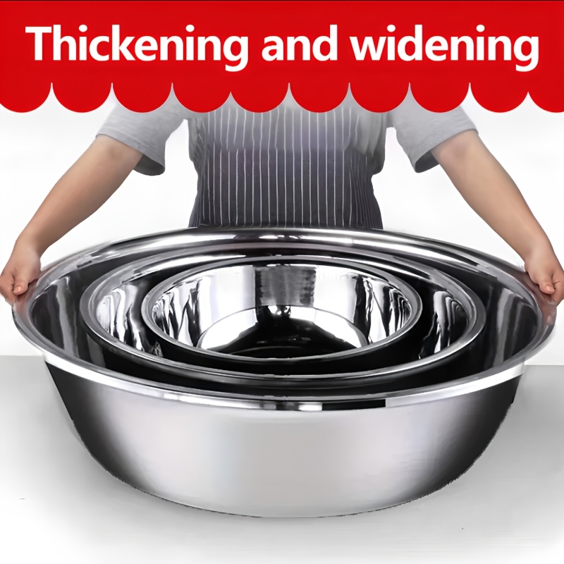 kitchen stainless steel basin vegetable washing basin stainless steel mixing bowls metal mixing bowls extra large basin salad basin   edge dishwasher     for home and commercial silver 16 inch