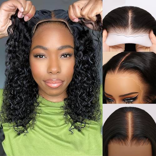 deep wave bob wig human hair 13x4 hd lace closure wigs human bob wigs pre cut wear to go glueless wigs deep curly bob wig human hair wig deep wave wig 12 inch
