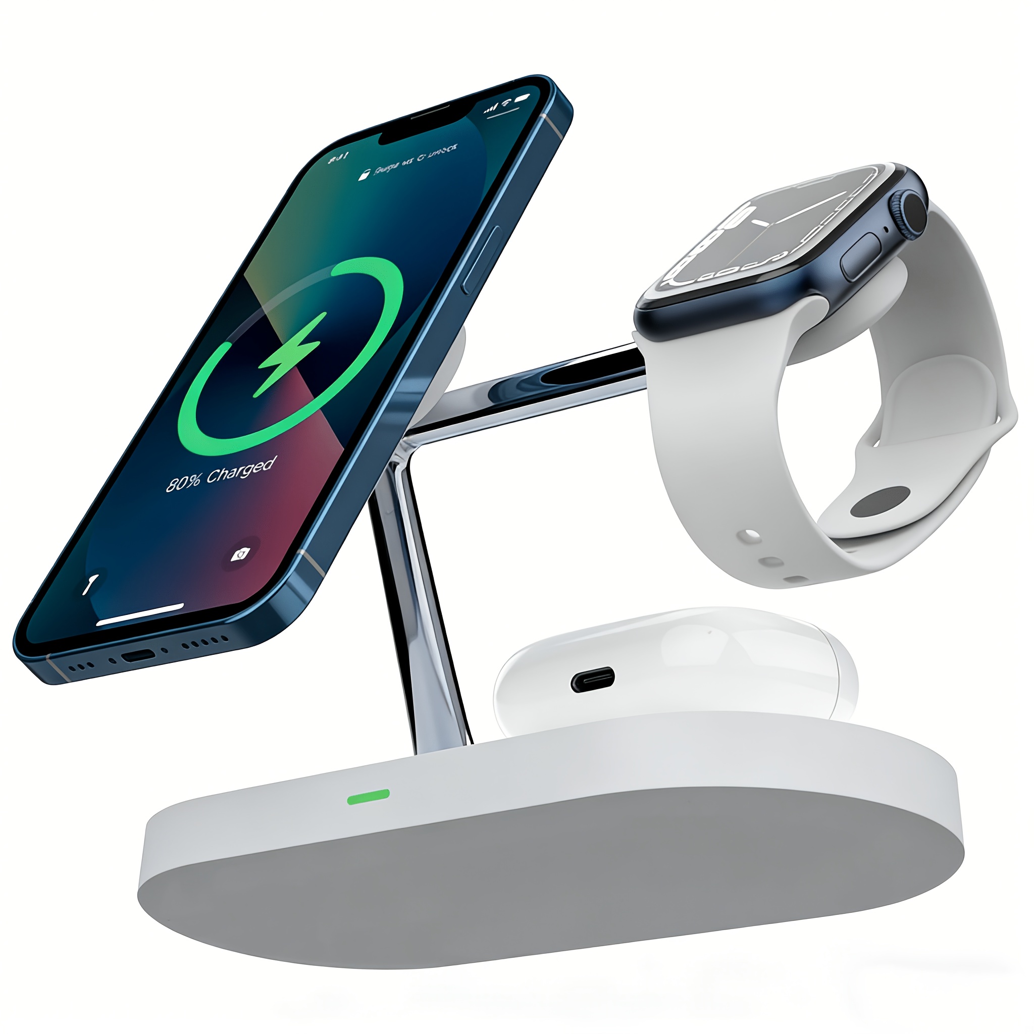 Image of 3-in-1 Alloy Phone Holder 3-in-1 Phone Stand, Mobile Phone Magnetic Stand, Magnetic Stand Supporting For Iphone 12-17, Watch, Headphone Stand