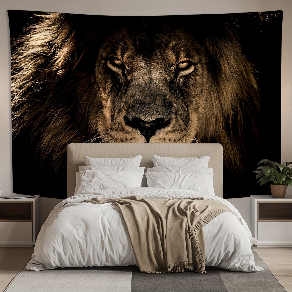 

Lion Photography Art Tapestry - Polyester Wall Hanging For Living Room, Bedroom, Office Decor - Home & Party Decoration With Free Installation Kit