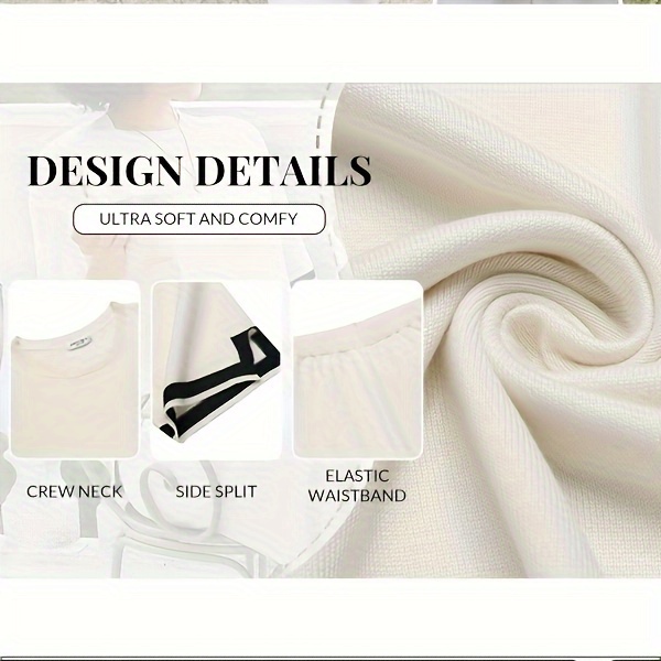 lounge sets for women 2 piece outfits knit short sleeve pullover   wide leg pants casual sweater sets tracksuits Product details 0