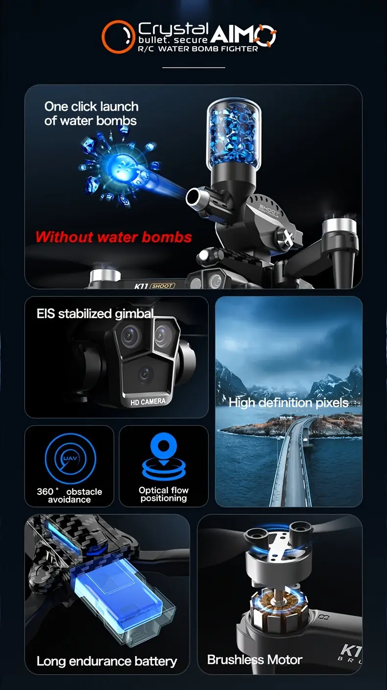 k11 gps with 8k camera long range foldable fpv for beginners 5g transmission brushless motor obstacle avoidance me 2 batteries carrying case perfect gift for men outdoor flying sleek black foldable details 1