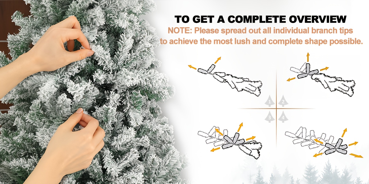 Christmas Tree, All-Snowflake Artificial Christmas Tree, Artificial Cedar Christmas Tree, 210cm, PVC, Flocked Christmas Tree, With Foldable Metal Stand And Frame, Suitable For Home Christmas Parties, Living Rooms, Outdoor Displays